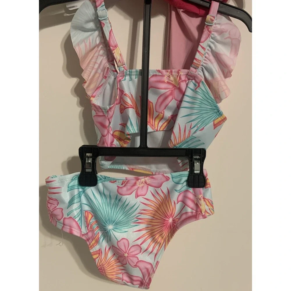 Girls Rash Guard Swimsuit Set 3T Pink UPF 50 Long Sleeve 2 Piece NWT‎